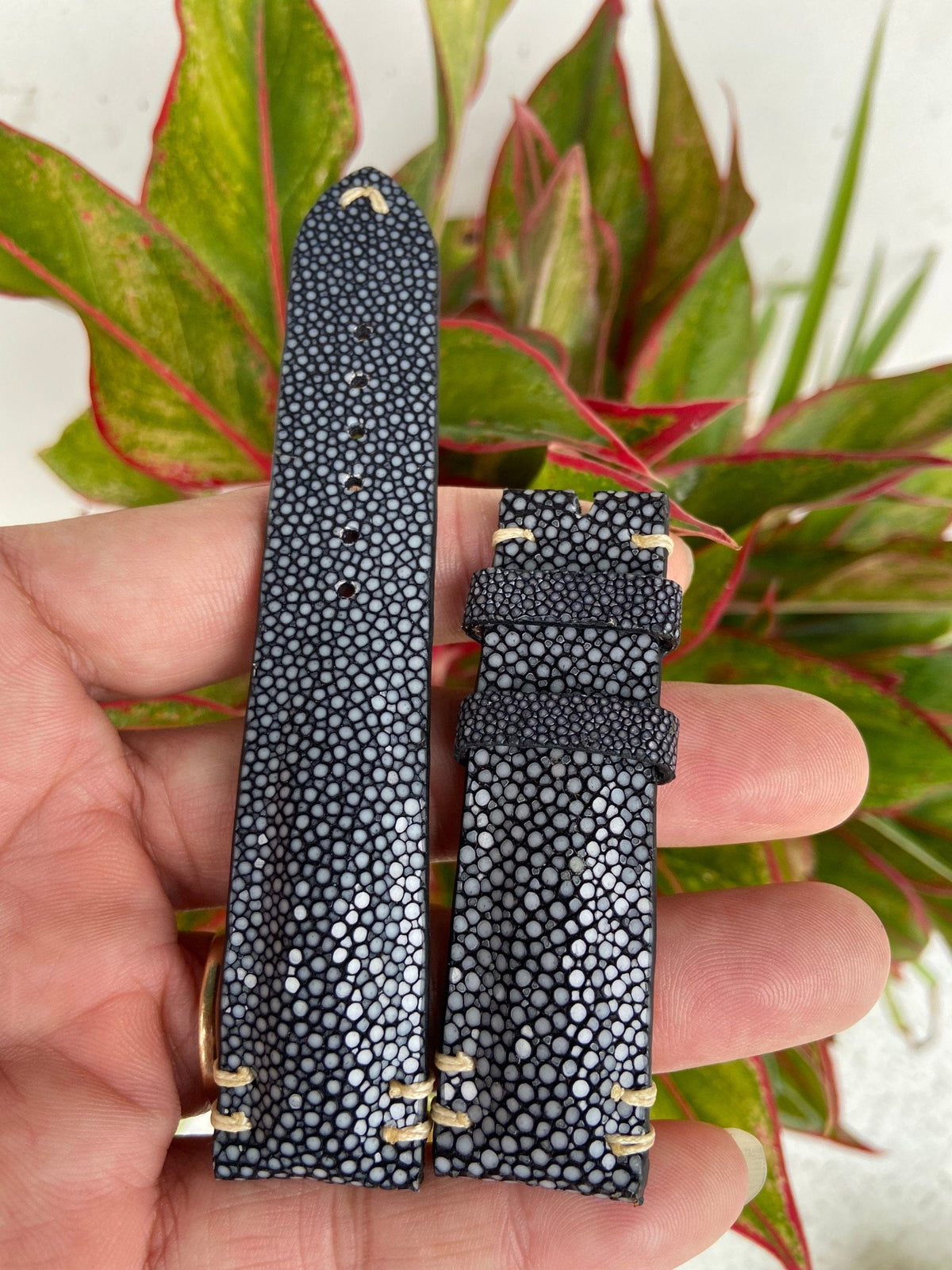 gray black stingray leather watch strap – photo 4
