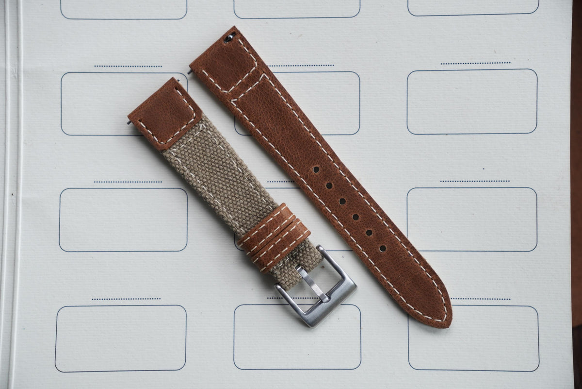 etoupe & brown canvas leather watch strap – photo 3