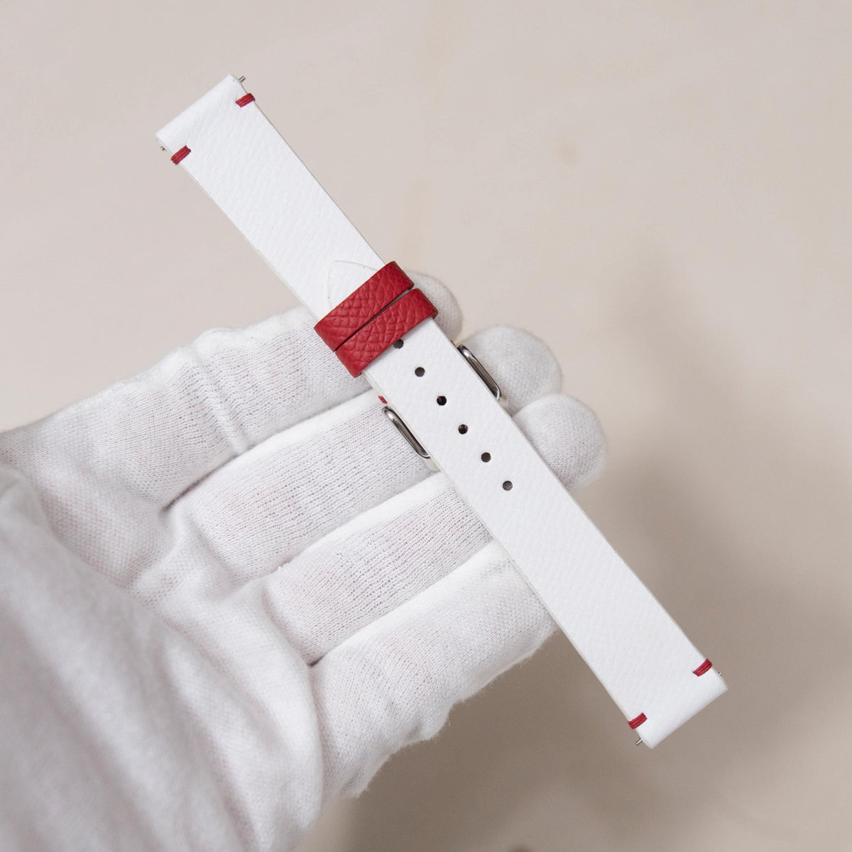 white & red epsom leather watch strap – photo 4