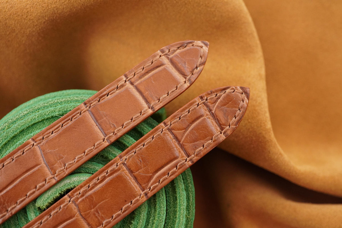 honey brown alligator leather watch strap – photo 4