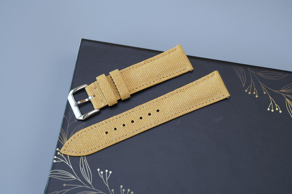 yellow canvas leather watch strap – photo 4
