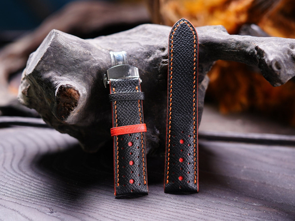 black & red epsom leather watch strap – photo 3
