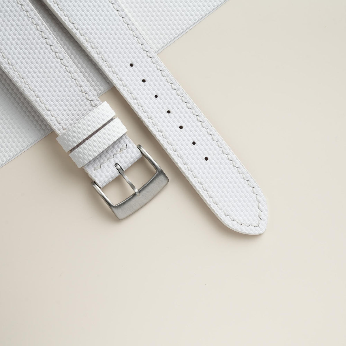 white sailcloth rubber leather watch strap – photo 4