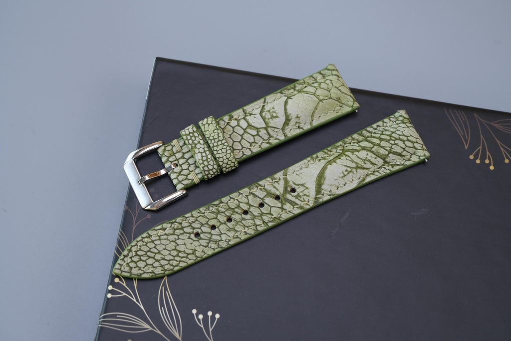 olive green nubuck leather watch strap – photo 4