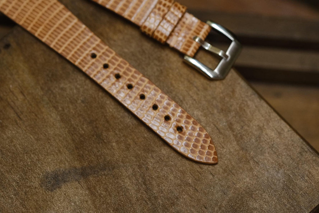 cognac lizard leather watch strap – photo 4