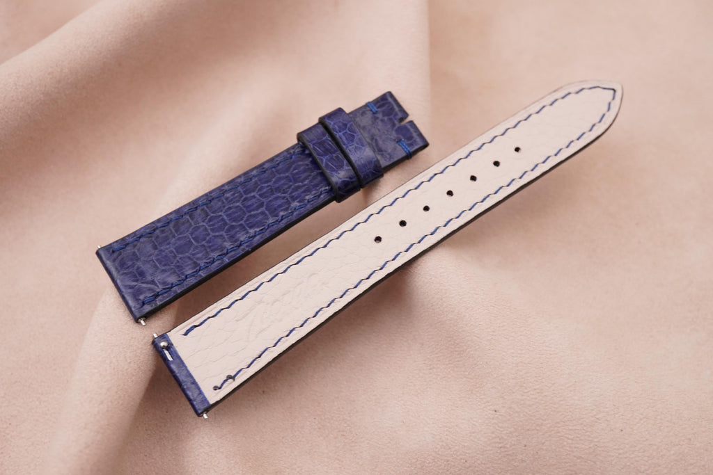 dark navy blue sea snake leather watch strap – photo 4