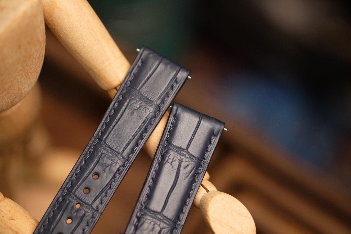 dark navy alligator leather watch strap – photo 4
