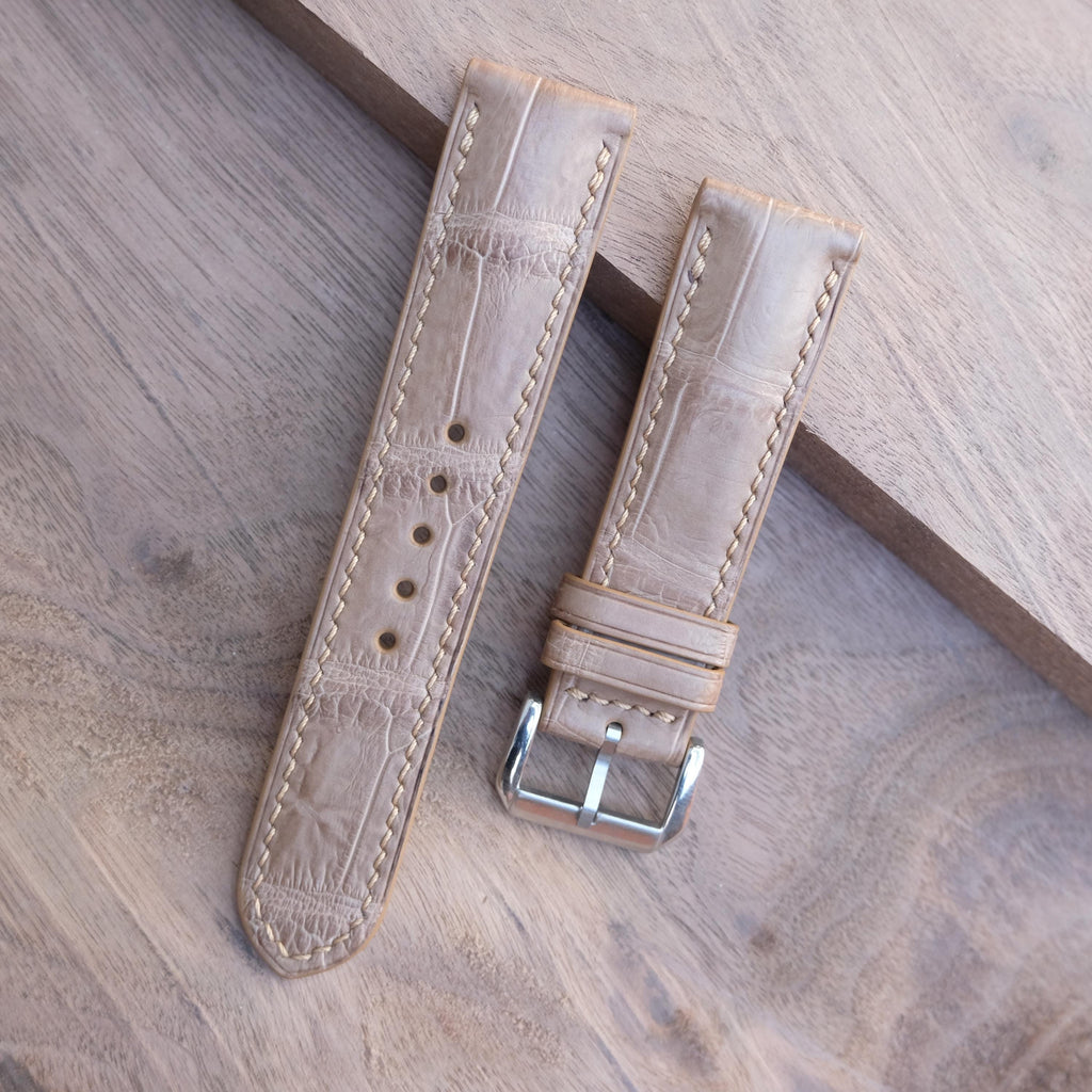 beige alligator leather watch strap – photo 4