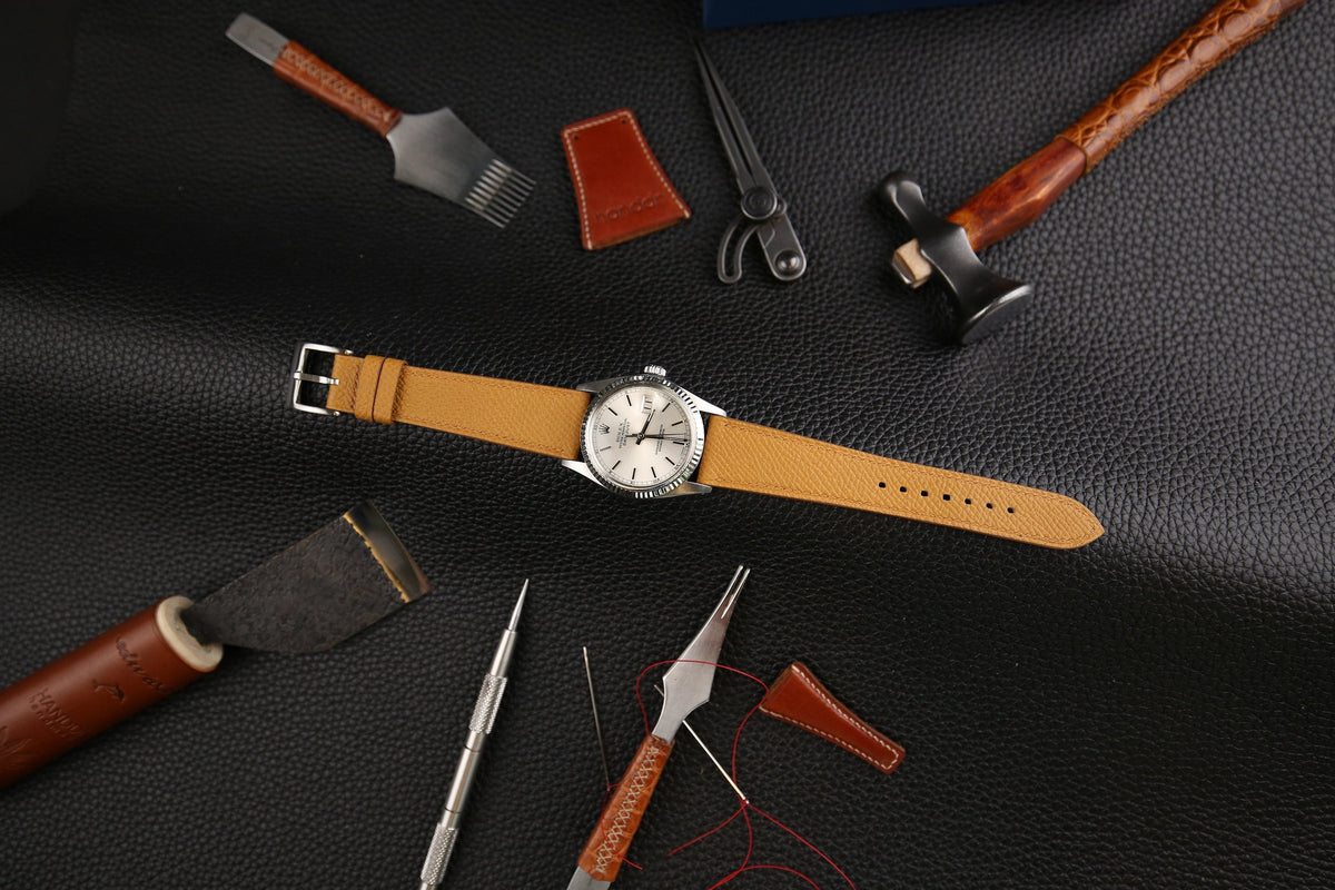 sesame & honey epsom leather watch strap – photo 4