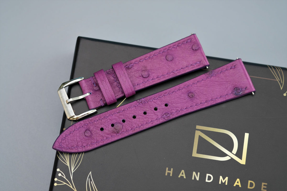 violet ostrich leather watch strap – photo 4