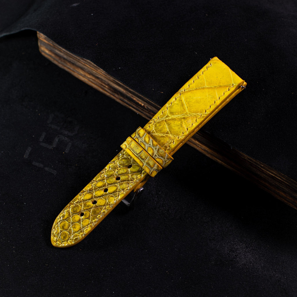 yellow alligator leather watch strap – photo 4
