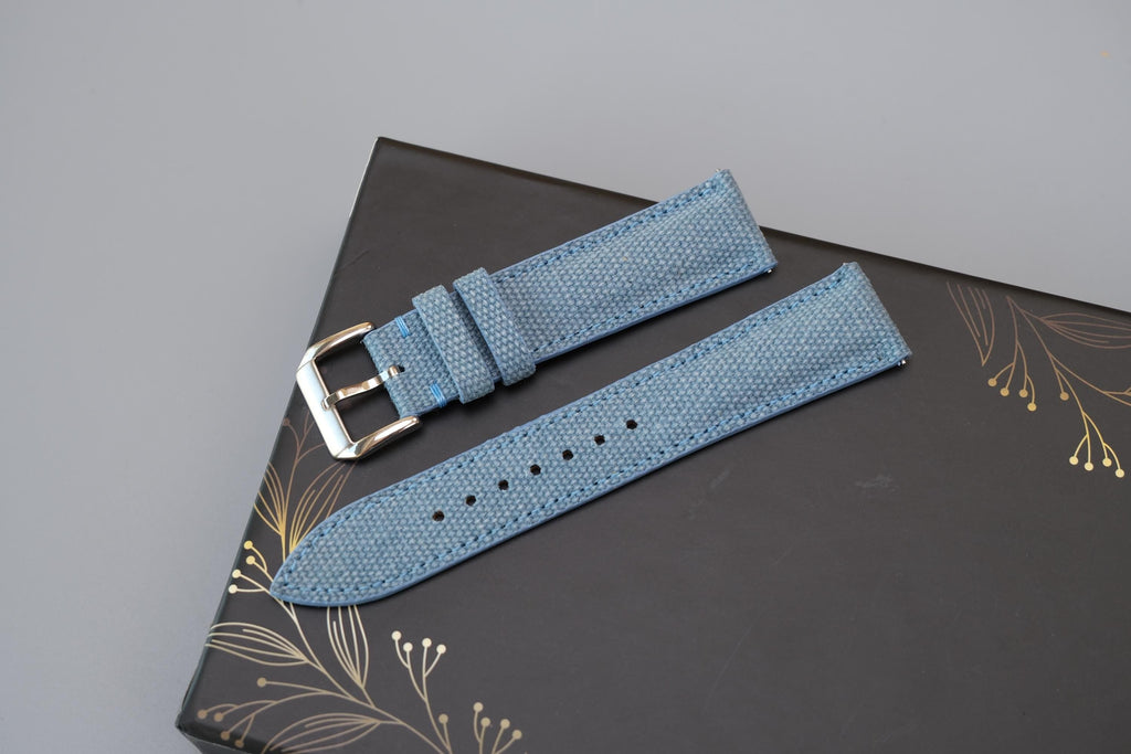 light blue canvas leather watch strap – photo 4