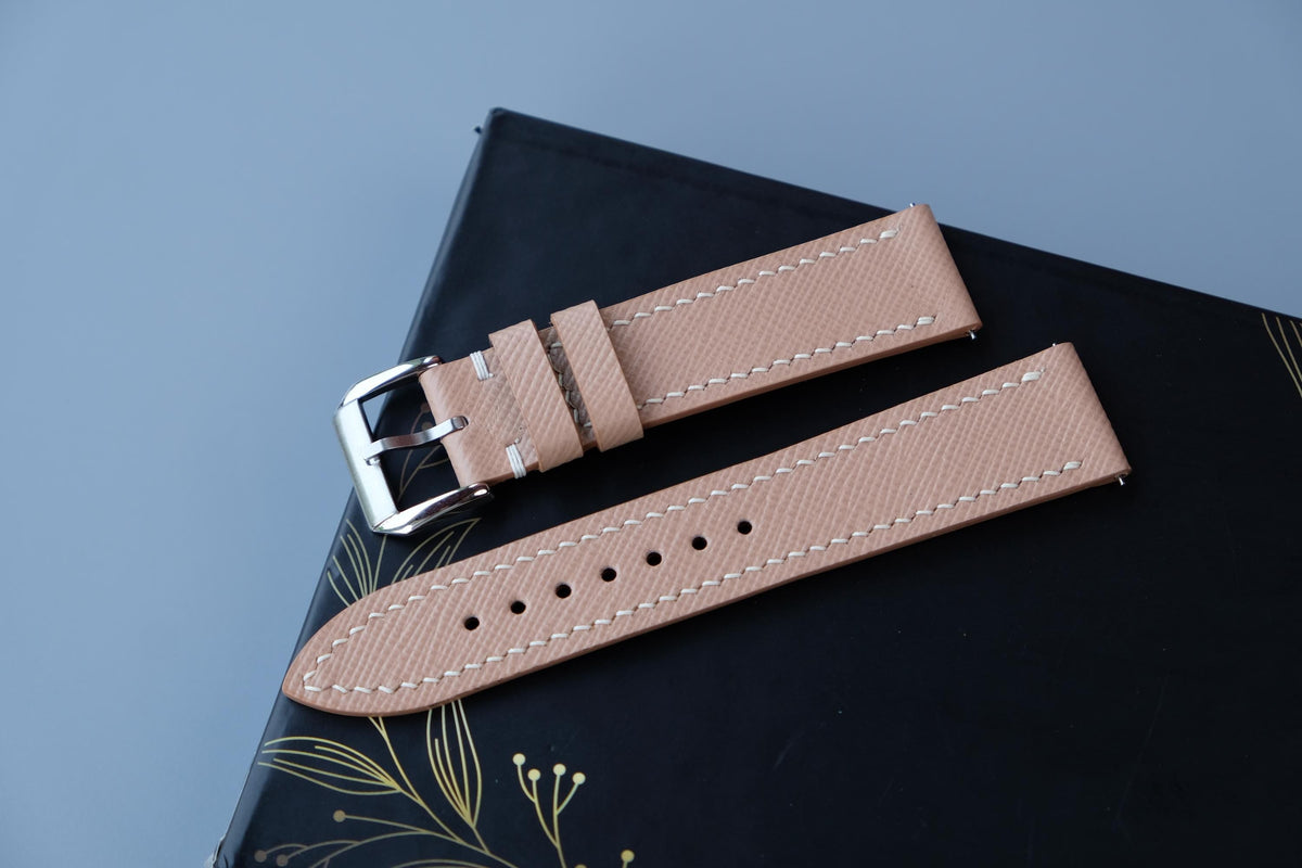 beige saffiano leather watch strap – photo 4