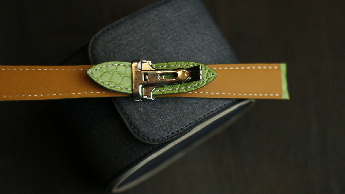 light green alligator leather watch strap – photo 4