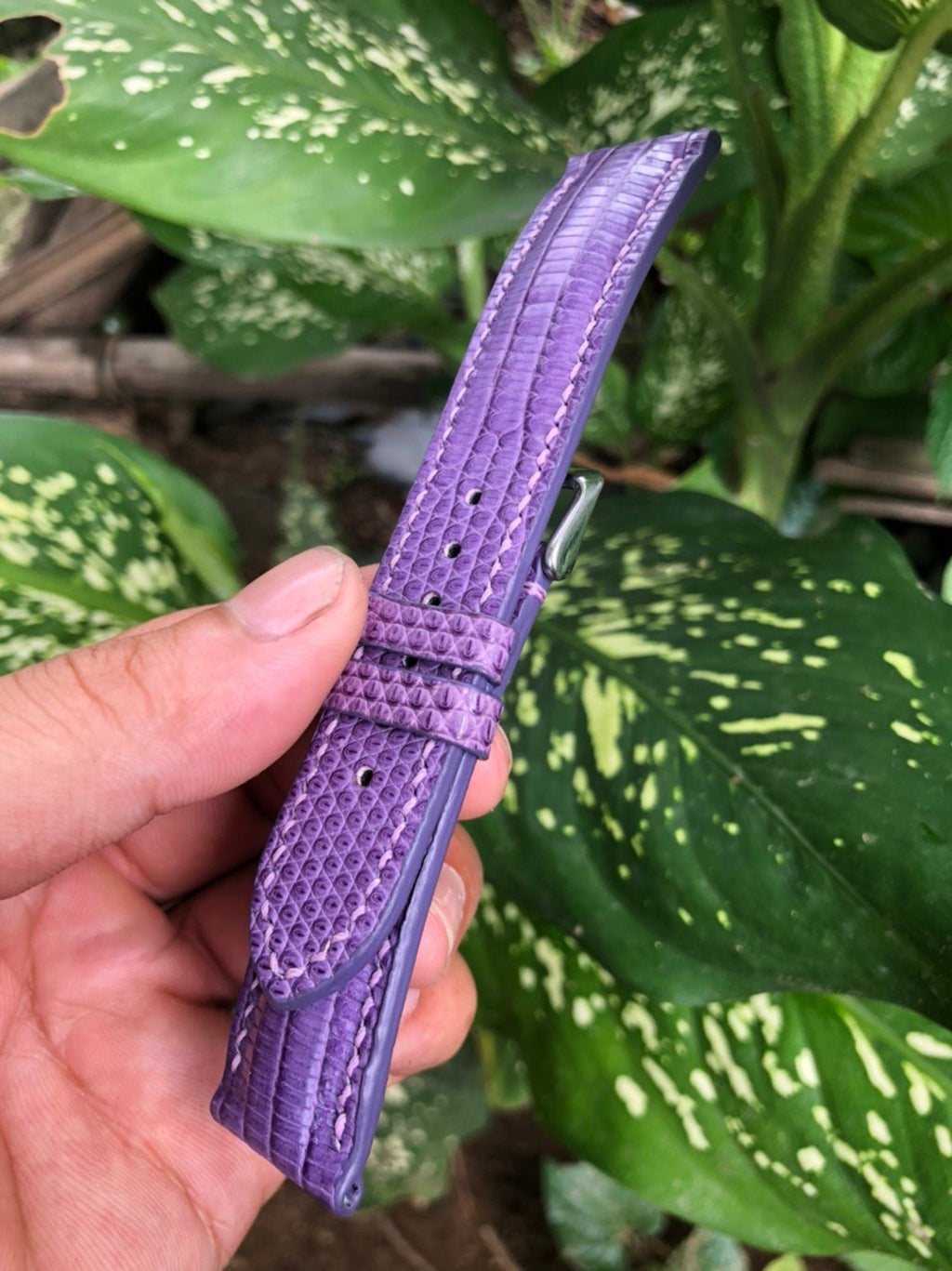 purple lizard leather watch strap – photo 3