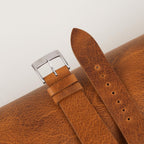 golden brown waxed leather watch strap – photo 4
