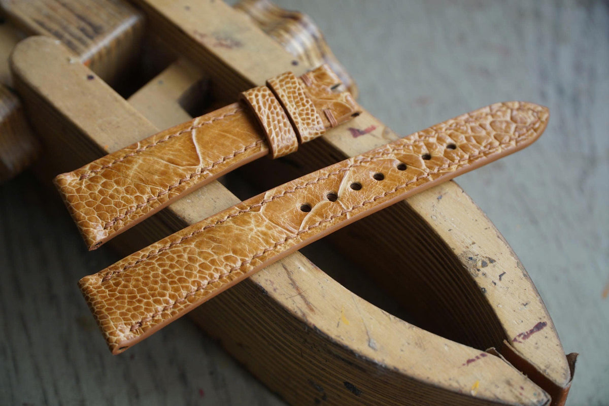 tan & chestnut ostrich leather watch strap – photo 4
