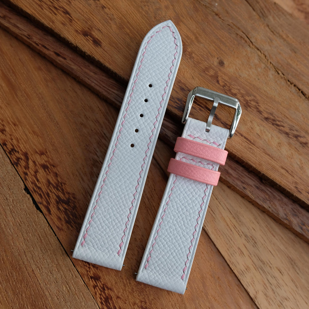 white pink epsom leather watch strap – photo 4