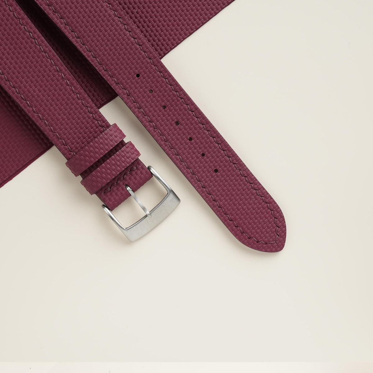 burgundy sailcloth rubber leather watch strap – photo 4