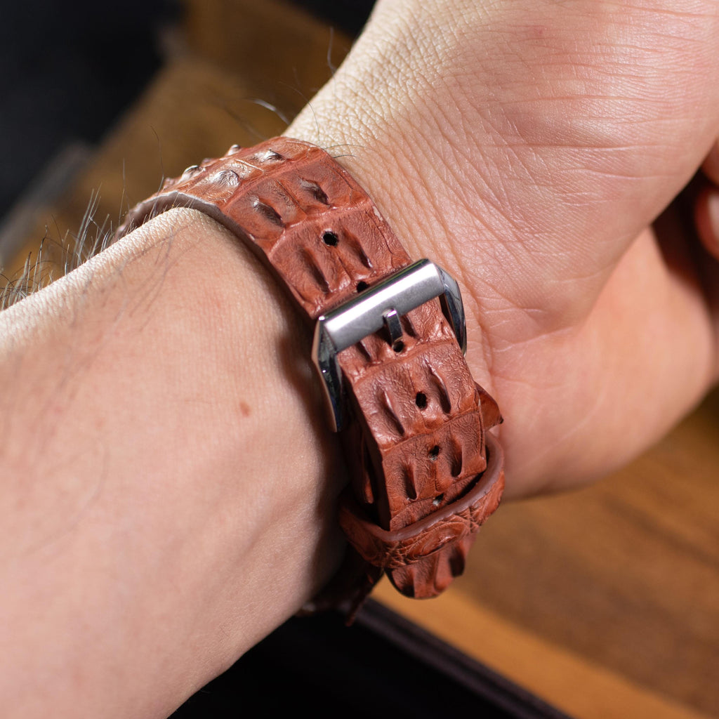 cognac brown alligator leather watch strap – photo 4