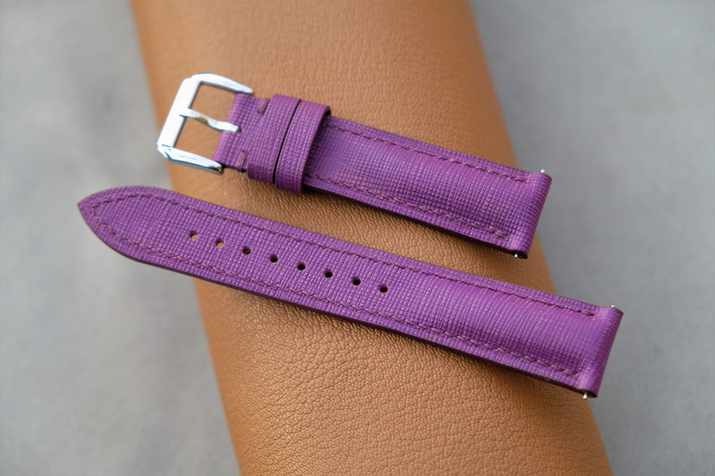purple saffiano leather watch strap – photo 4