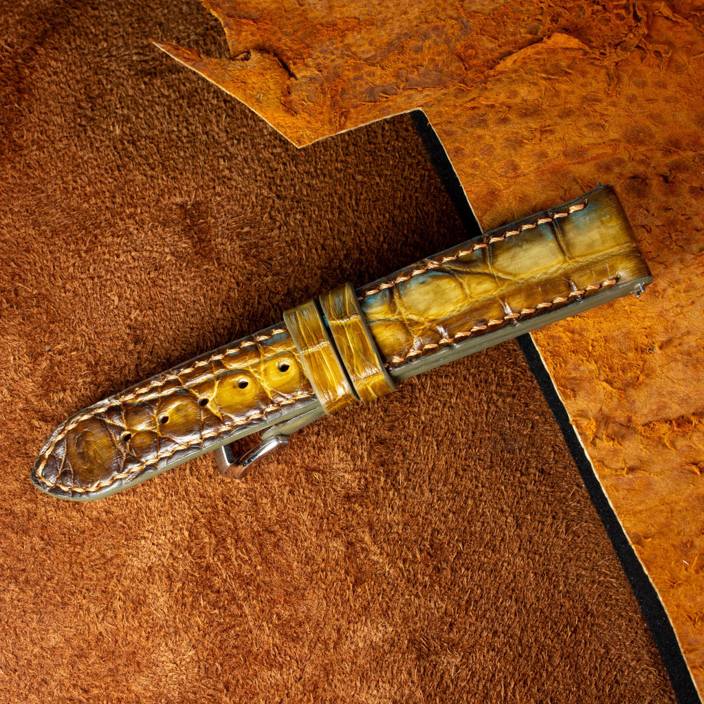 patina honey alligator leather watch strap – photo 4