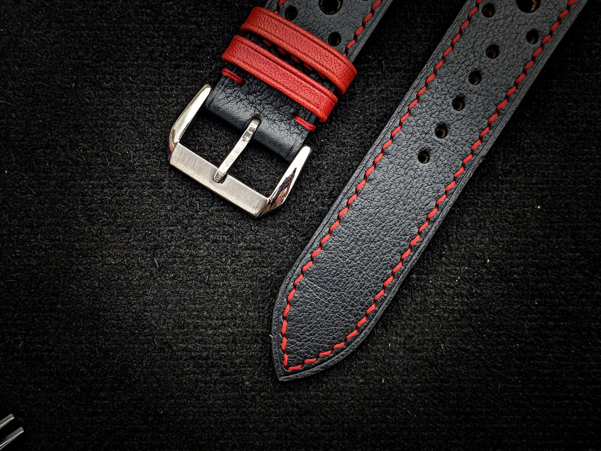 black & red vachetta leather watch strap – photo 4