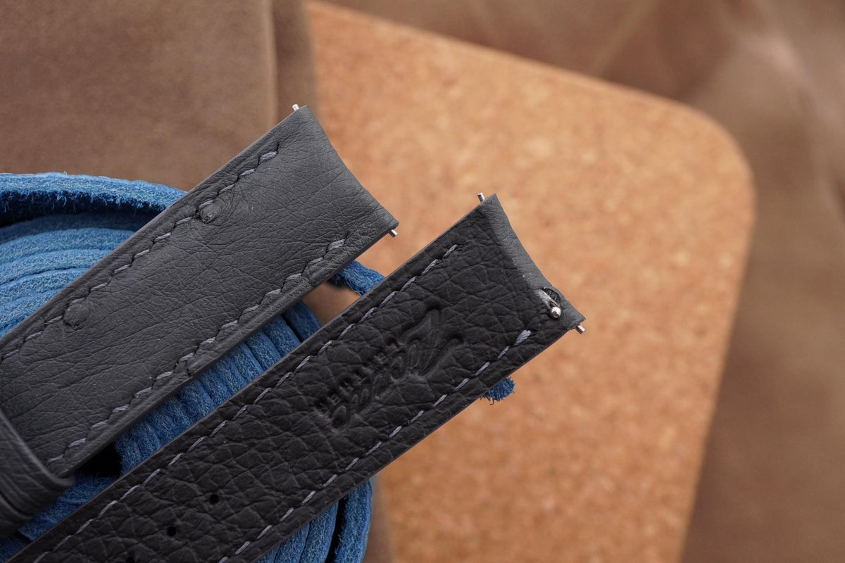 dark gray ostrich leather watch strap – photo 4