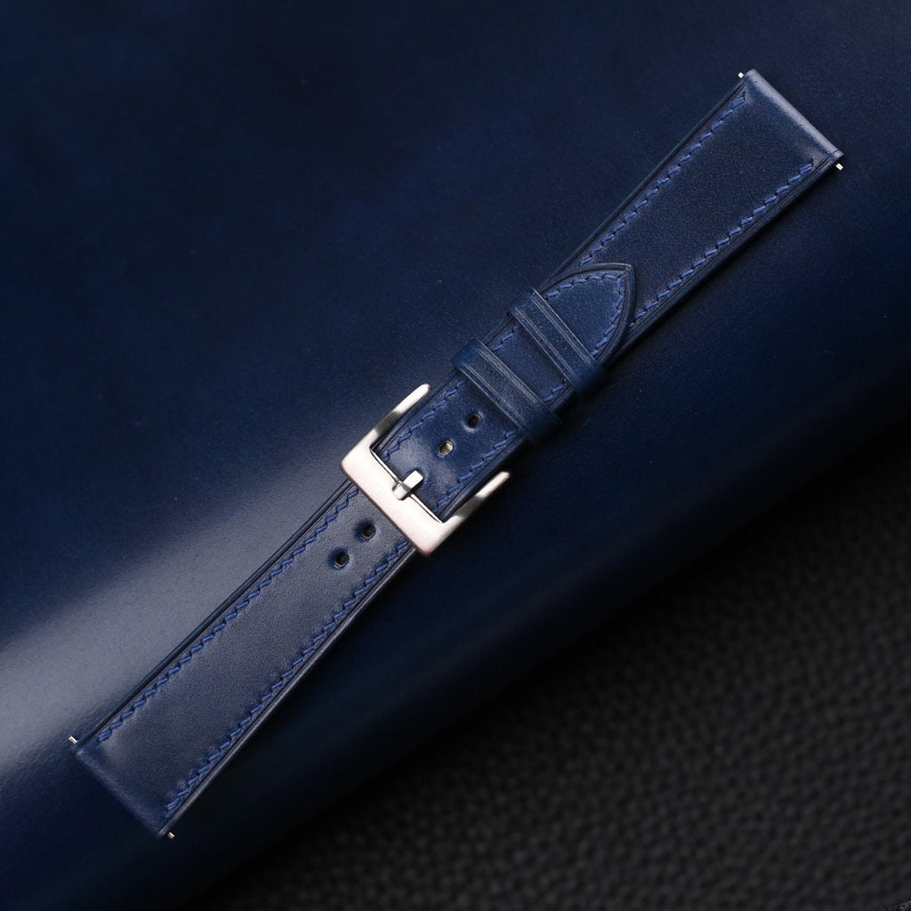 dark blue shell cordovan leather watch strap – photo 4