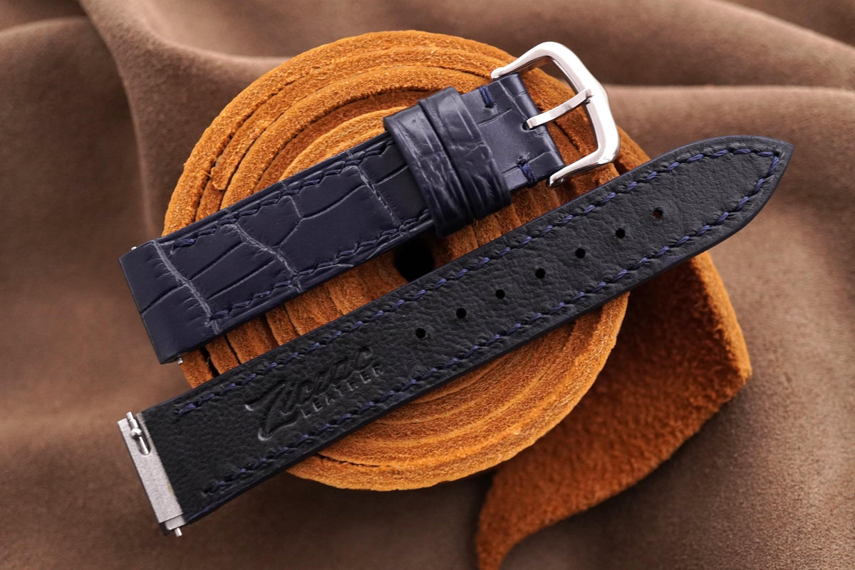 dark navy blue alligator leather watch strap – photo 4