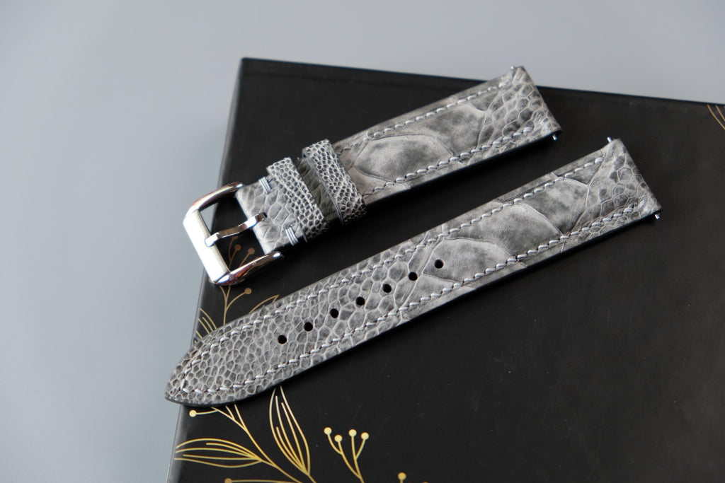 gray ostrich leather watch strap – photo 4