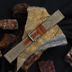 grey & brown sailcloth rubber leather watch strap – photo 4