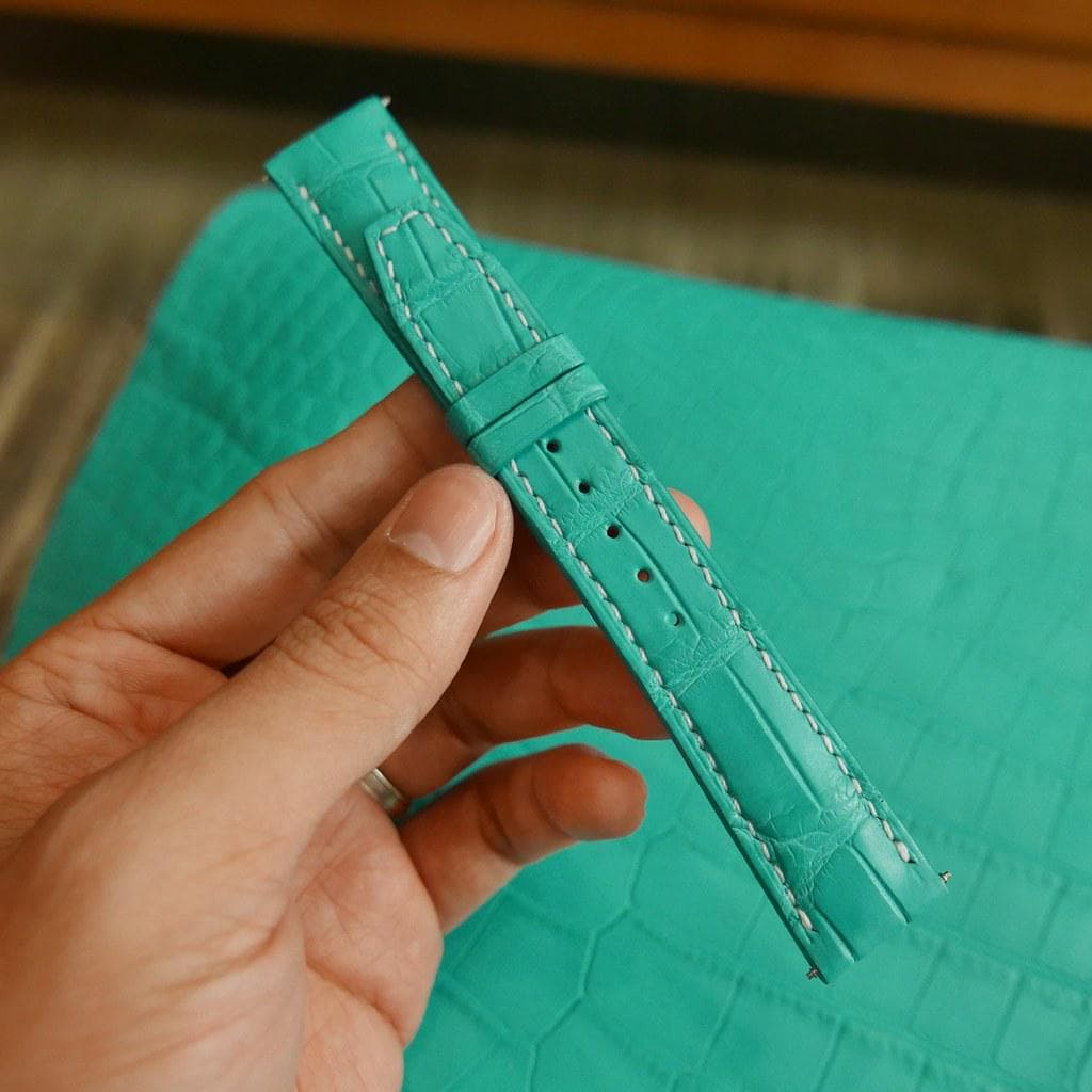 turquoise blue alligator leather watch strap – photo 5