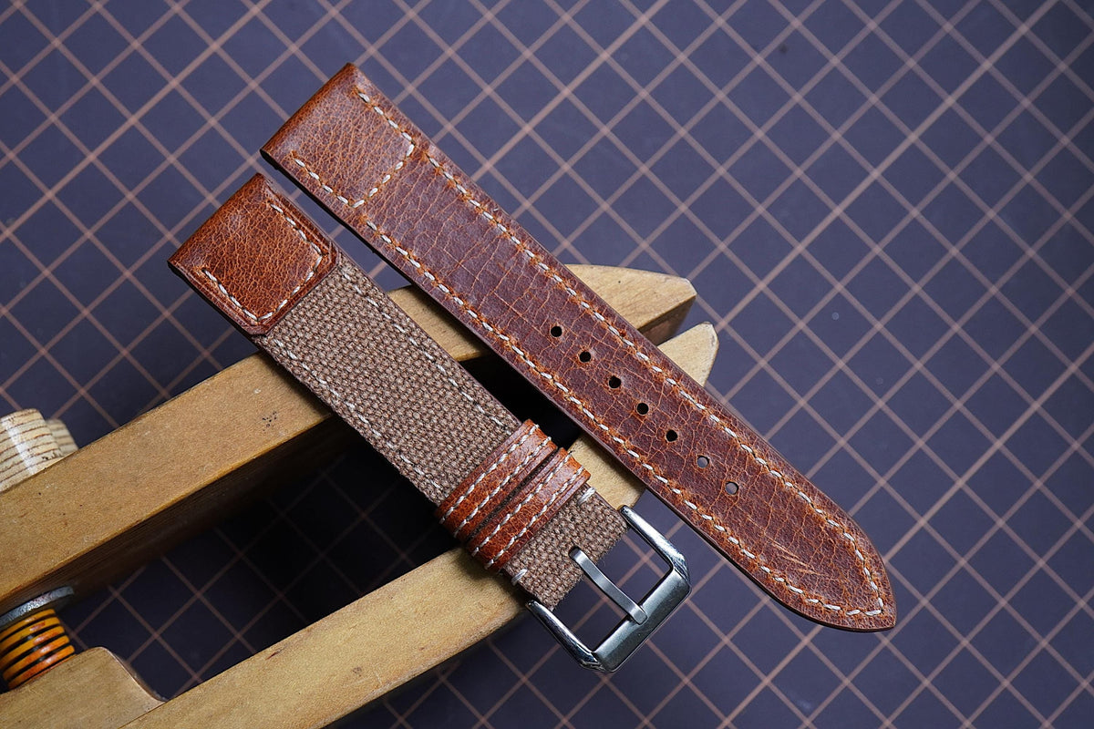 brown canvas leather watch strap – photo 5