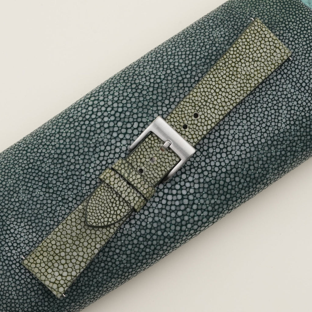 moss green stingray leather watch strap – photo 5
