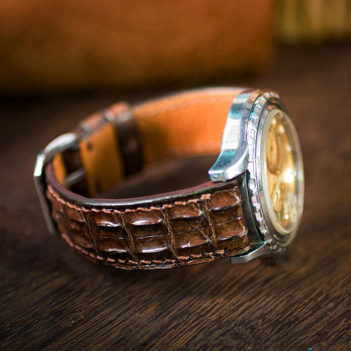 brown alligator leather watch strap – photo 5