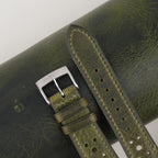 olive waxed leather watch strap – photo 5