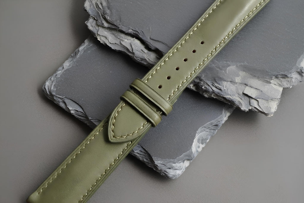 green waxed leather watch strap – photo 2