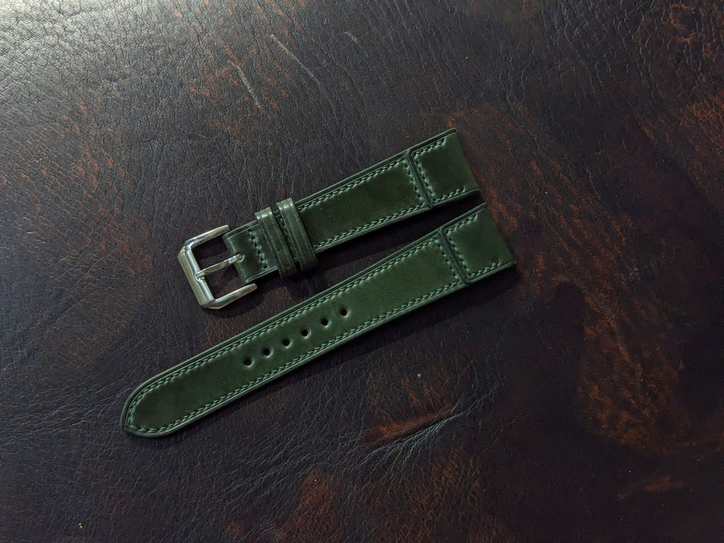 dark green shell cordovan leather watch strap – photo 5