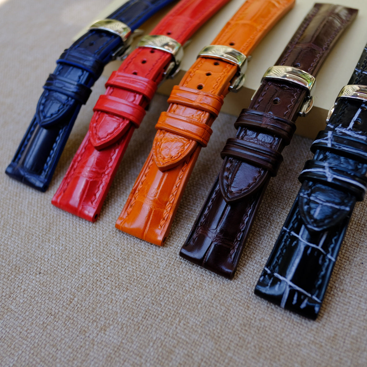 blue alligator leather watch strap – photo 5