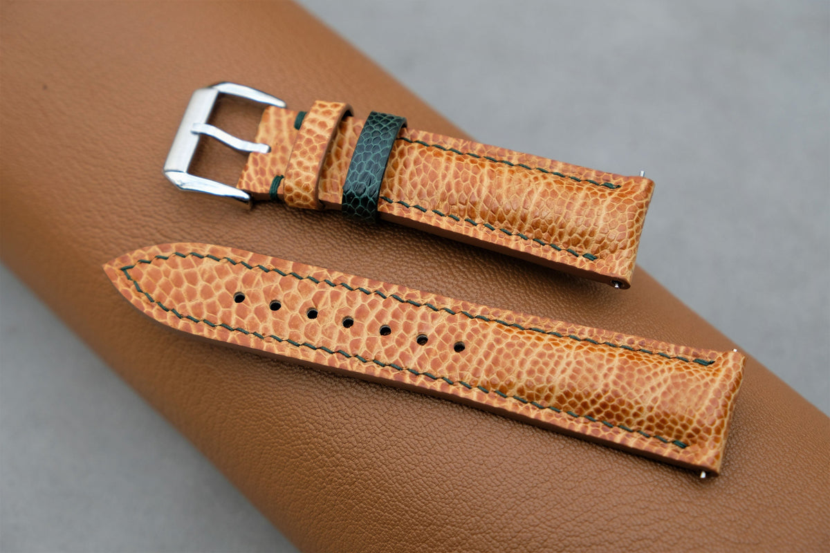 gold ostrich leather watch strap – photo 5