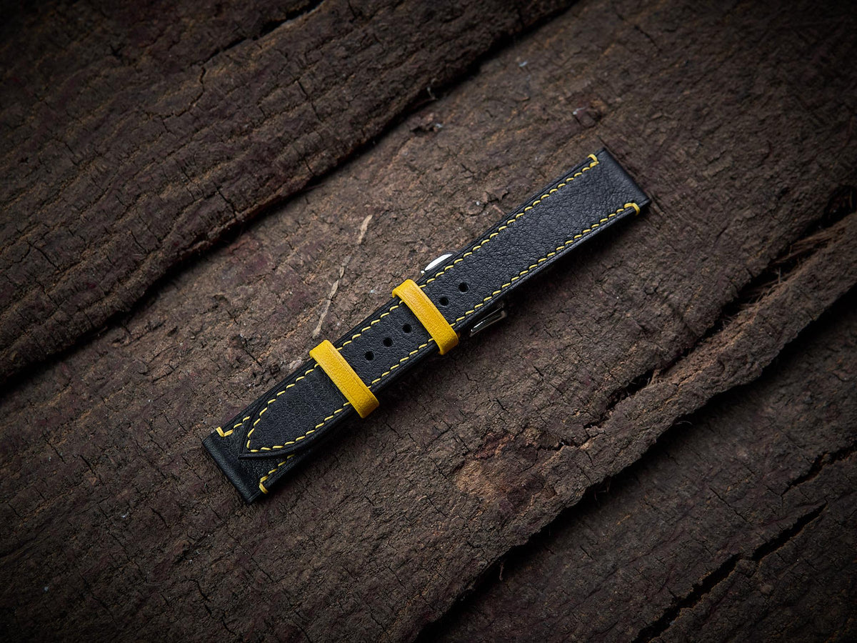 black & yellow vachetta leather watch strap – photo 5
