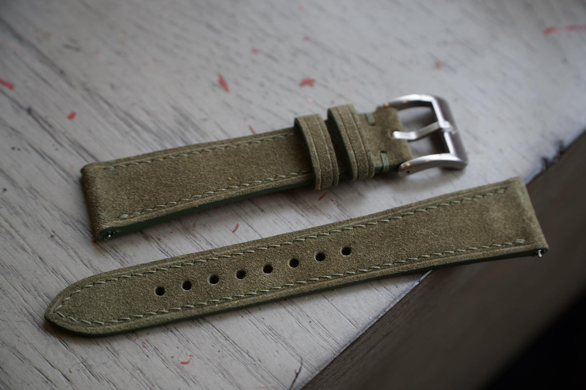 olive green suede leather watch strap – photo 5