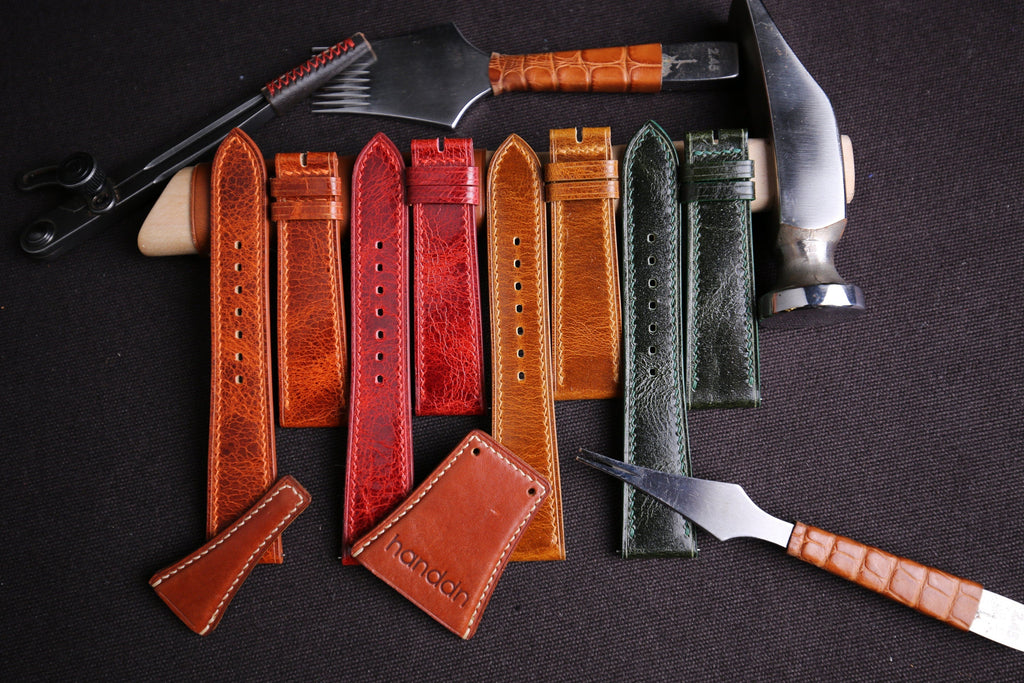 blue waxed leather watch strap – photo 5