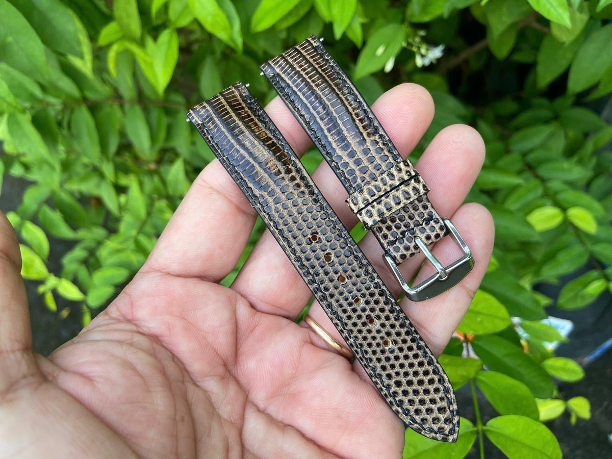 gray & black lizard leather watch strap – photo 5