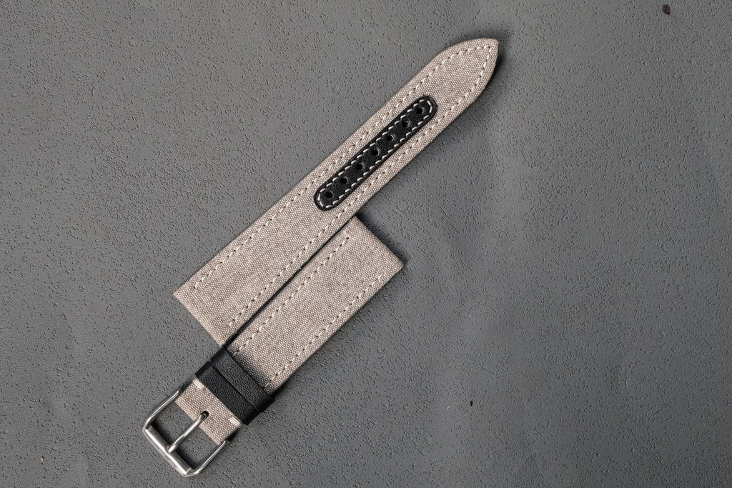 light grey canvas leather watch strap – photo 5