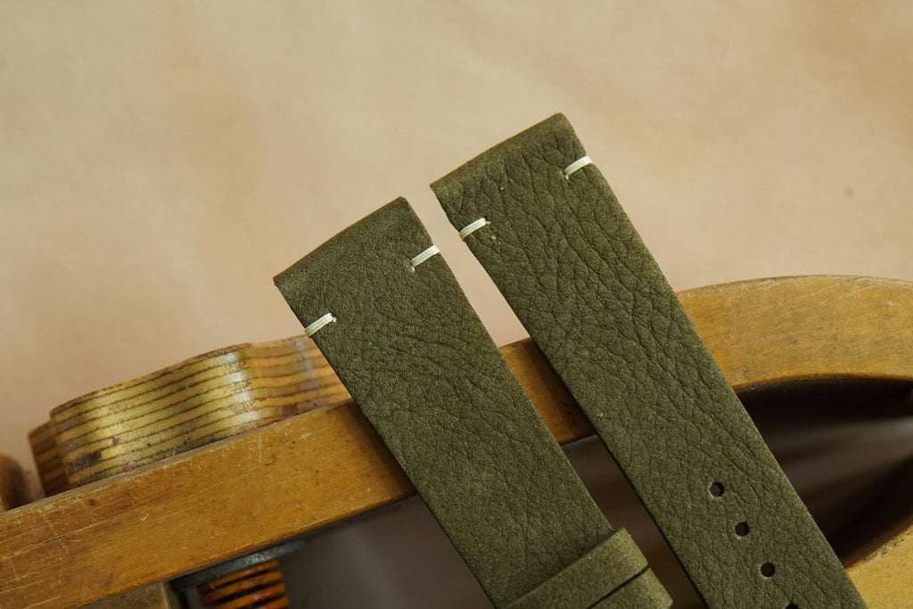 olive nubuck leather watch strap – photo 4