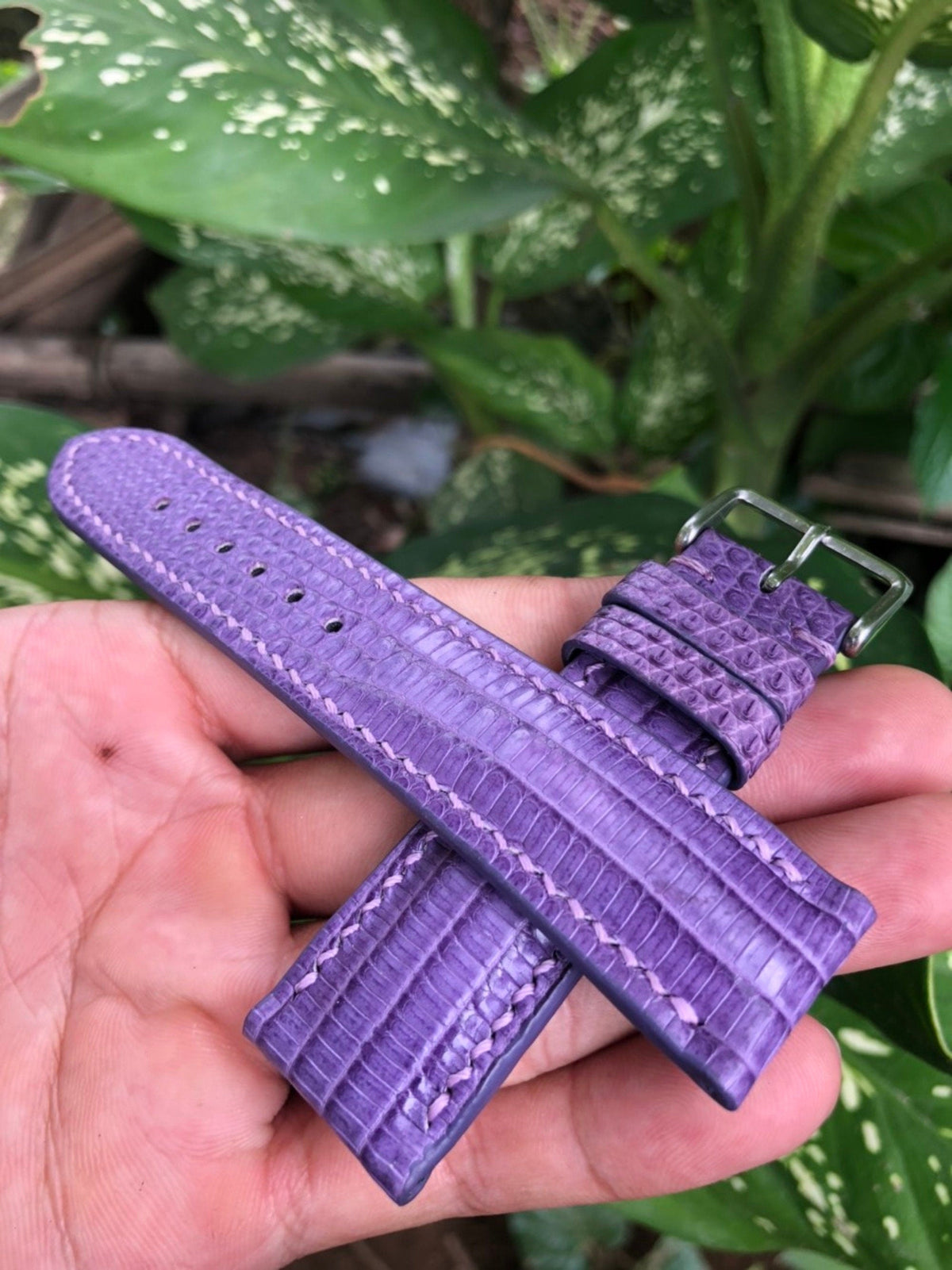 purple lizard leather watch strap – photo 4