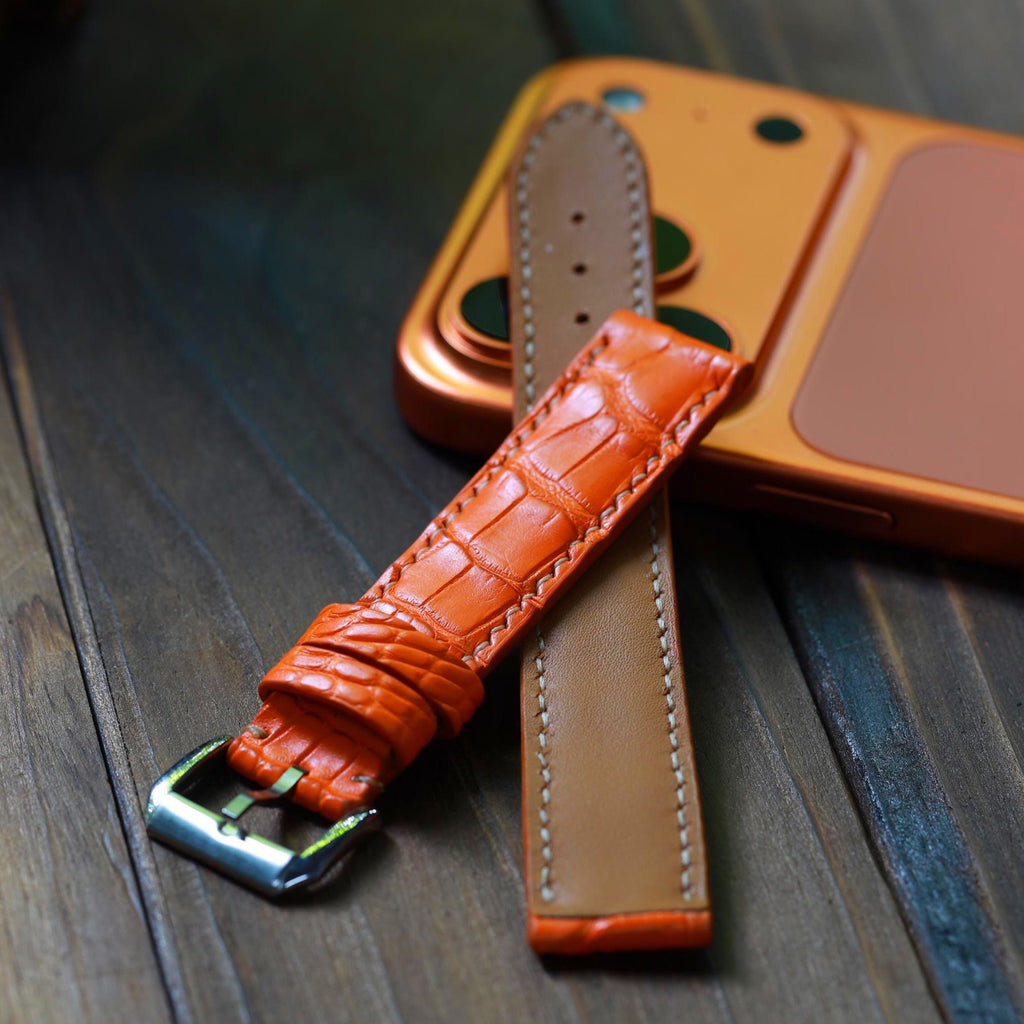 orange alligator leather watch strap – photo 5