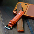 orange alligator leather watch strap – photo 5